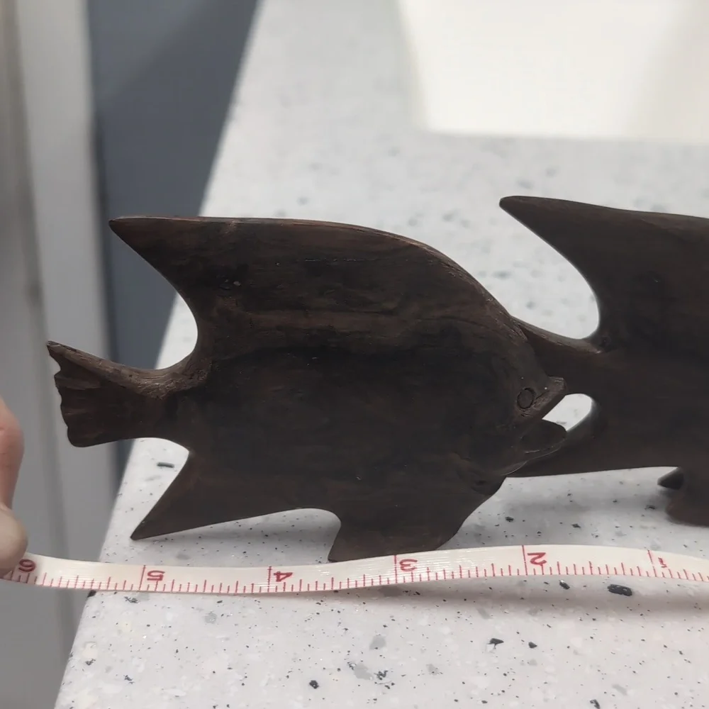 Vintage Carved Ironwood Angel Fish Set